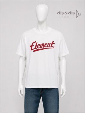 Element White Short-Sleeve Tee with Red Script Logo